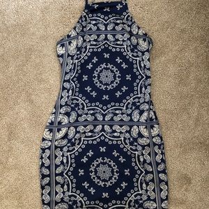 Navy printed dress
